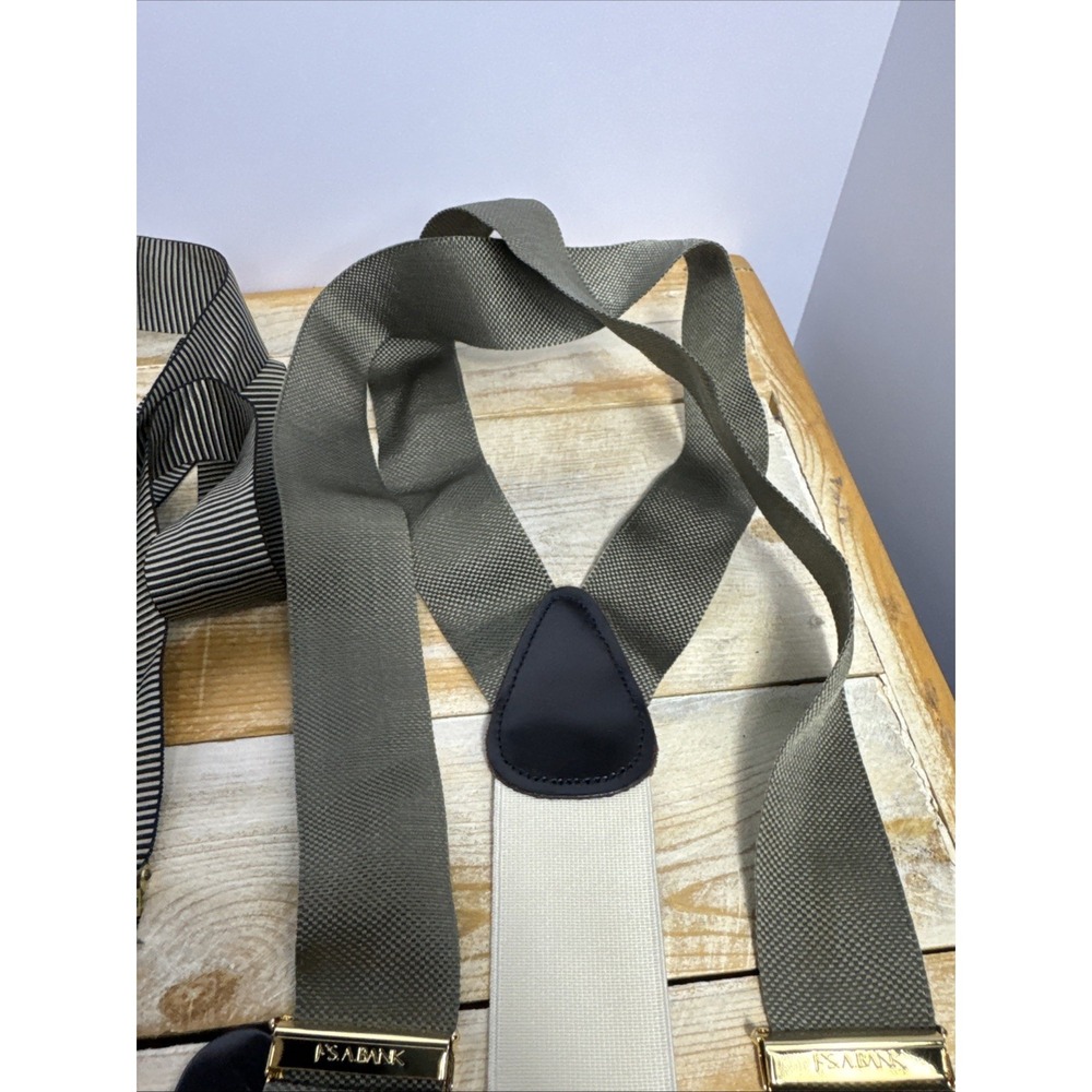 Mens Suspenders Stretch Leather Button On Style Brass Adjustable Lot of 3 - Picture 9 of 9